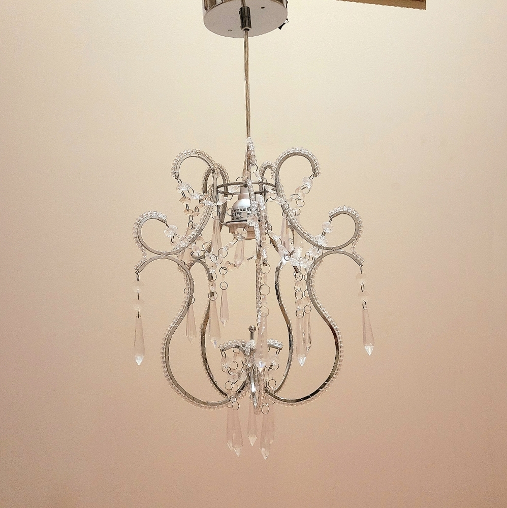 EUC Crystal bead drops one light chandelier